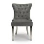 Pair of Dining Chairs in Grey Velvet with Metal Legs - Shankar