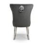 Pair of Dining Chairs in Grey Velvet with Metal Legs - Shankar