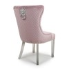 Shankar Pair of Lionhead Ring Back Brushed Velvet Pink Blush Accent Chair with Stainless Steel Legs