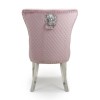 Shankar Pair of Lionhead Ring Back Brushed Velvet Pink Blush Accent Chair with Stainless Steel Legs