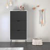 Matte Black &amp; White Shoe Cabinet with 3 Drawers - Oslo