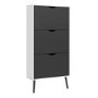 Matte Black & White Shoe Cabinet with 3 Drawers - Oslo