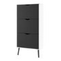 Matte Black & White Shoe Cabinet with 3 Drawers - Oslo