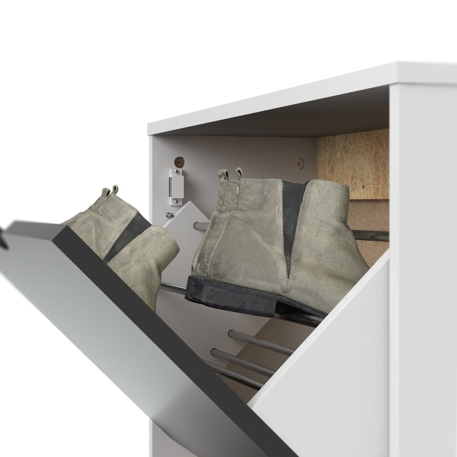 Matte Black & White Shoe Cabinet with 3 Drawers - Oslo