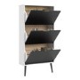 Matte Black & White Shoe Cabinet with 3 Drawers - Oslo