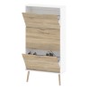 Slim Oak &amp; White Shoe Cabinet with 3 Drawers - Oslo
