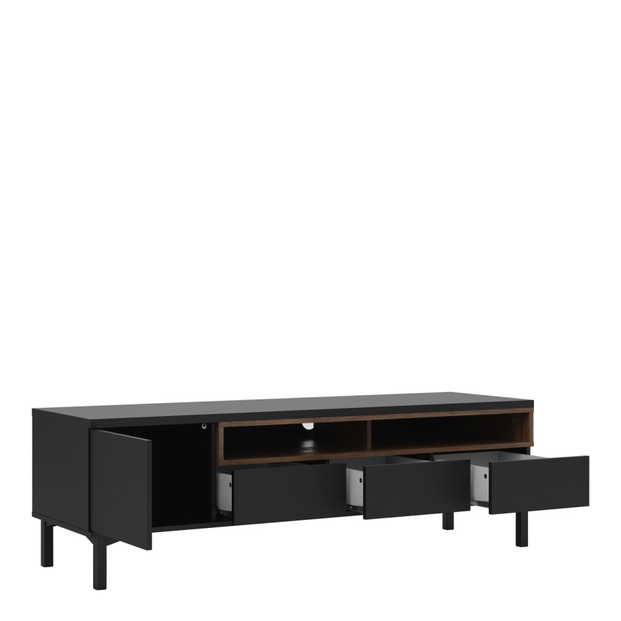 Roomers TV Unit in Black and Walnut