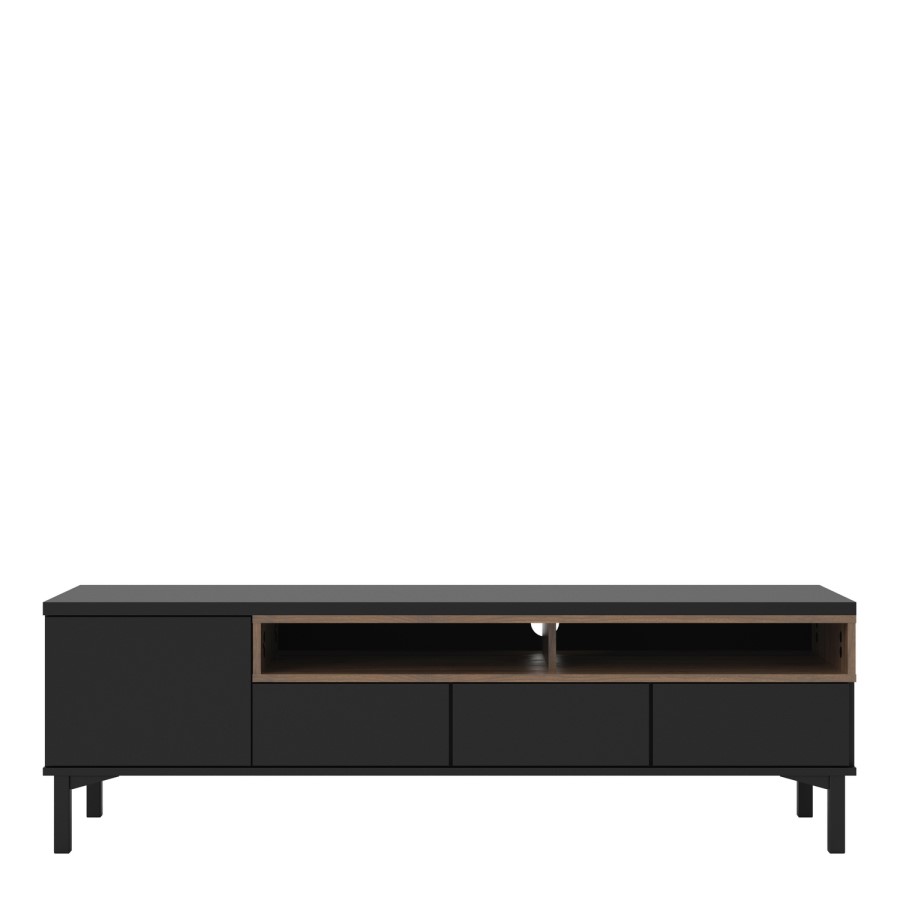 Roomers TV Unit in Black and Walnut
