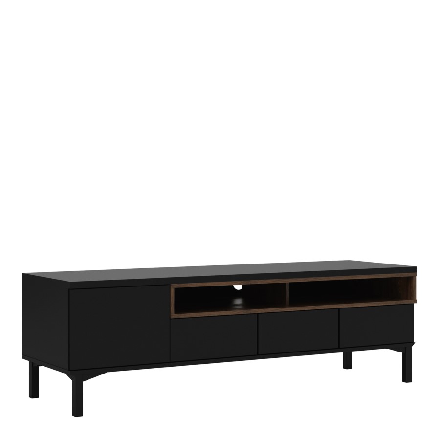 Roomers TV Unit in Black and Walnut