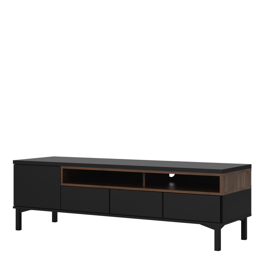 Roomers TV Unit in Black and Walnut