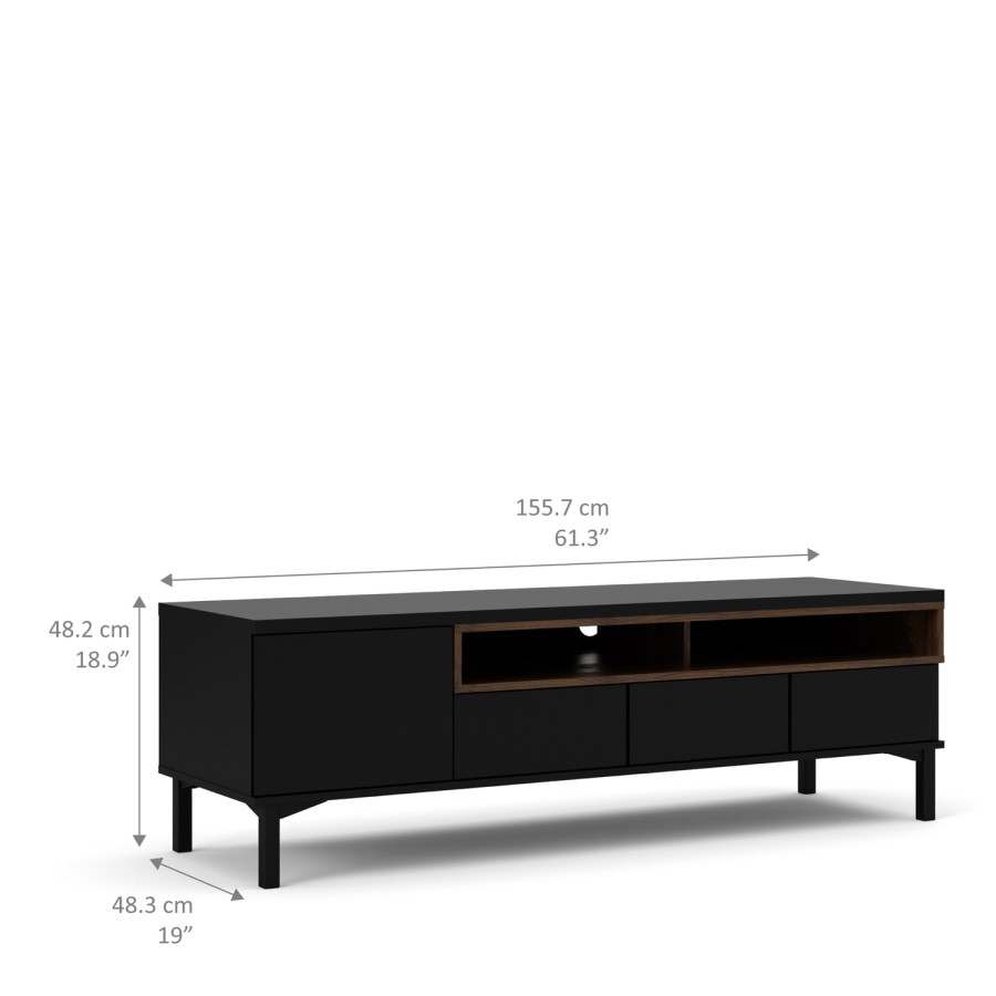 Roomers TV Unit in Black and Walnut
