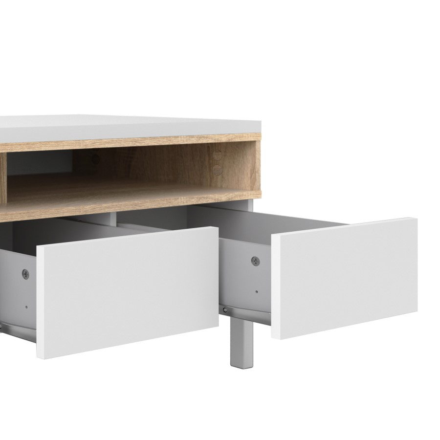 Roomers TV Unit in White and Oak