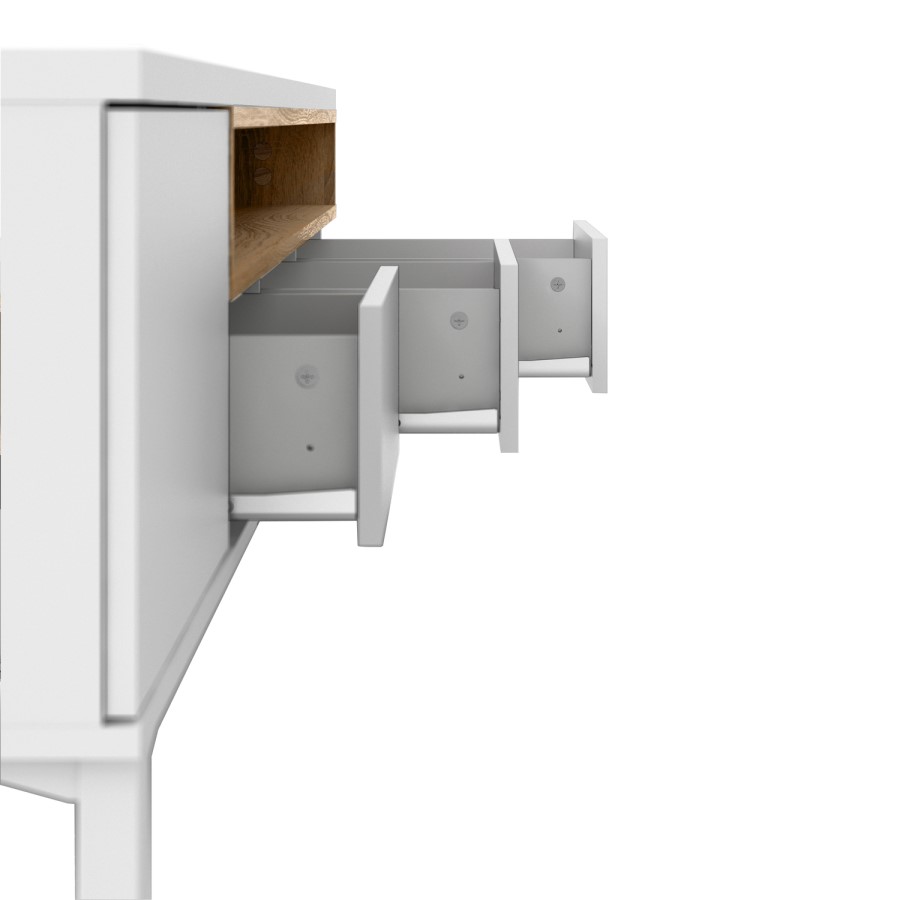 Roomers TV Unit in White and Oak