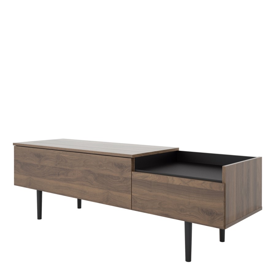 Unit TV Stand with 2 Drawers in Walnut and Black