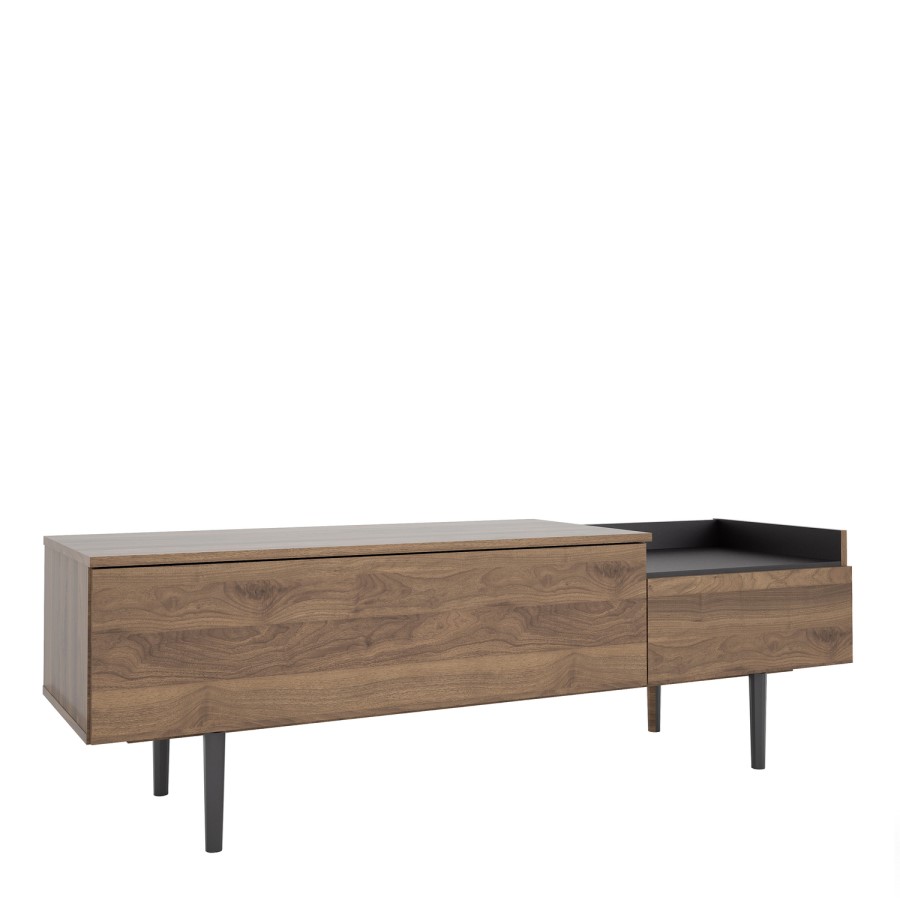 Unit TV Stand with 2 Drawers in Walnut and Black