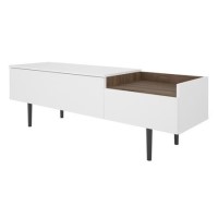 White TV Unit with Walnut Feature White TV Unit with Walnut Feature