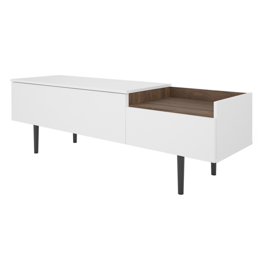 White TV Unit with Walnut Feature