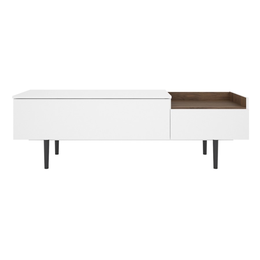 White TV Unit with Walnut Feature