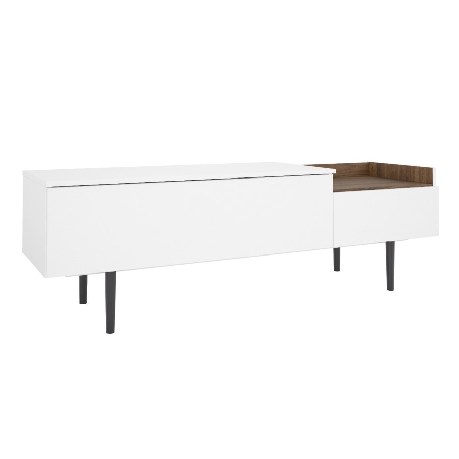 White TV Unit with Walnut Feature