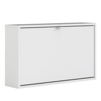Slim White Wall Hung Shoe Cabinet -  3 Pairs