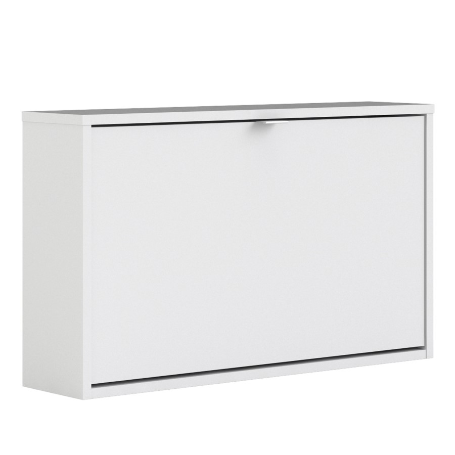 Slim White Wall Hung Shoe Cabinet -  3 Pairs