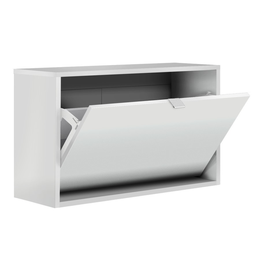 Slim White Wall Hung Shoe Cabinet -  3 Pairs
