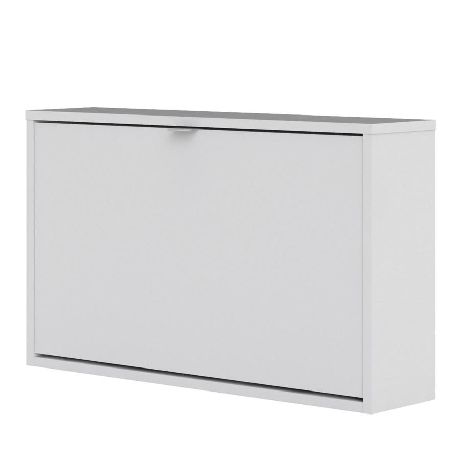 Slim White Wall Hung Shoe Cabinet -  3 Pairs