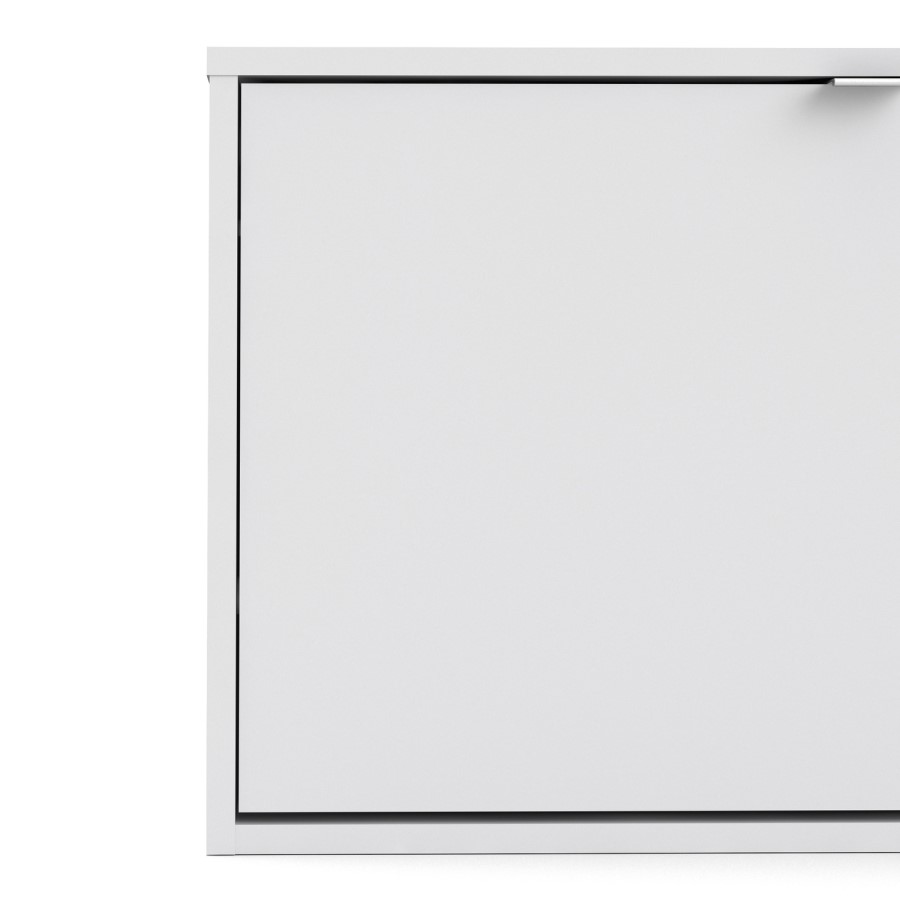Slim White Wall Hung Shoe Cabinet -  3 Pairs