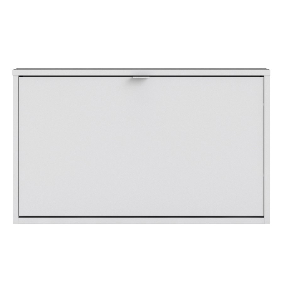 Slim White Wall Hung Shoe Cabinet -  3 Pairs