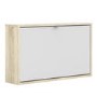 Slim White and Oak Shoe Cabinet - 3 Pairs