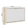 Slim White and Oak Shoe Cabinet - 3 Pairs