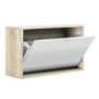 Slim White and Oak Shoe Cabinet - 3 Pairs