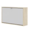 Slim White and Oak Shoe Cabinet - 3 Pairs