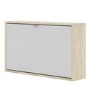 Slim White and Oak Shoe Cabinet - 3 Pairs