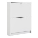 FOL101290 Slim White Shoe Cabinet with 2 Drawers -  6 Pairs