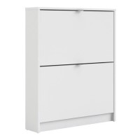 Slim White Shoe Cabinet with 2 Drawers -  6 Pairs Slim White Shoe Cabinet with 2 Drawers -  6 Pairs