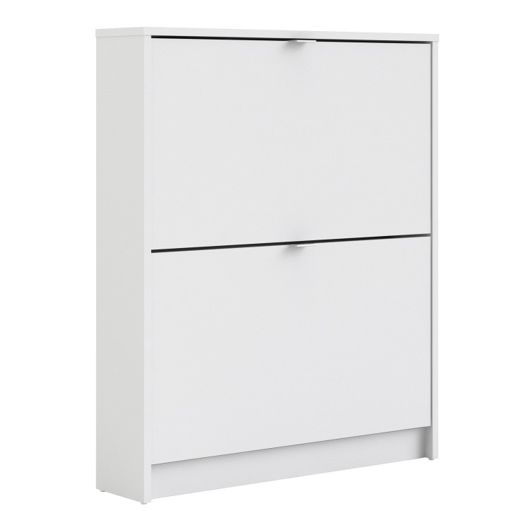 Slim White Shoe Cabinet with 2 Drawers -  6 Pairs