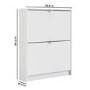 Slim White Shoe Cabinet with 2 Drawers -  6 Pairs