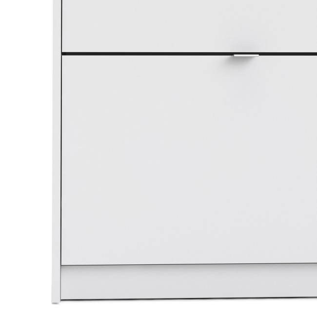 Slim White Shoe Cabinet with 2 Drawers -  6 Pairs