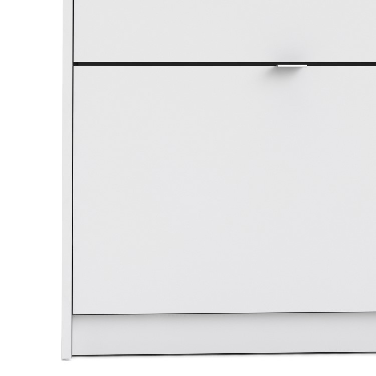 Slim White Shoe Cabinet with 2 Drawers -  6 Pairs