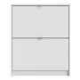 Slim White Shoe Cabinet with 2 Drawers -  6 Pairs