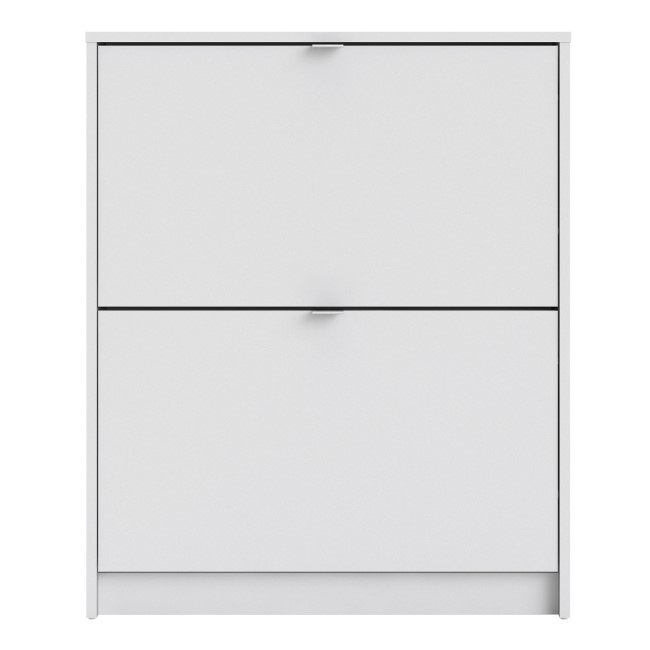 Slim White Shoe Cabinet with 2 Drawers -  6 Pairs