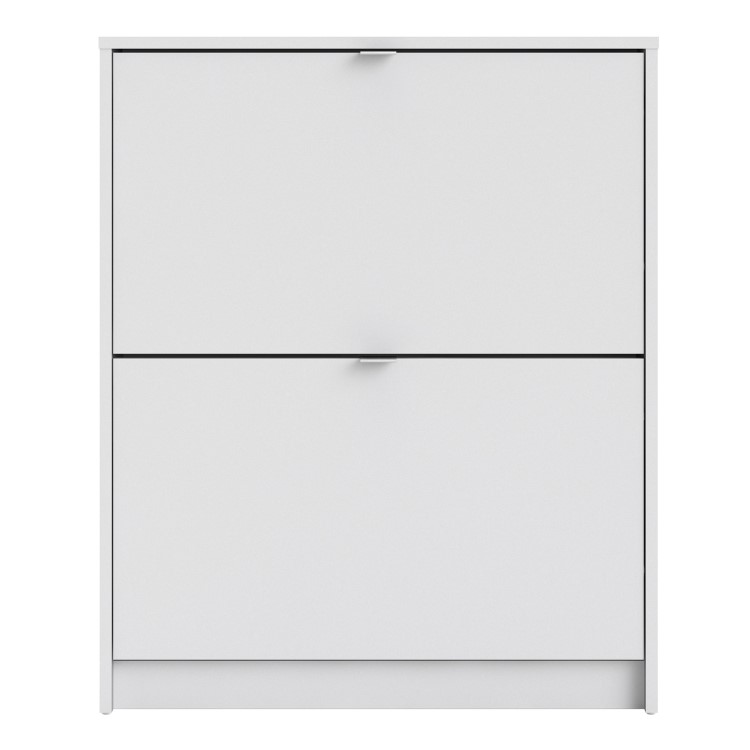 Slim White Shoe Cabinet with 2 Drawers -  6 Pairs