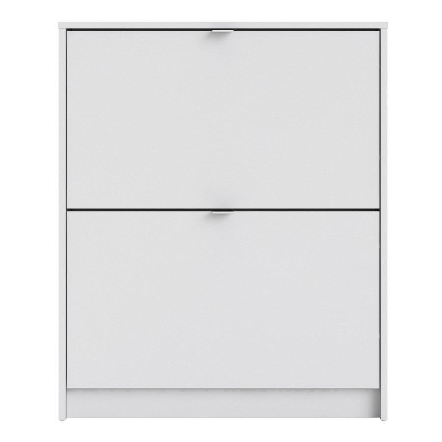 Slim White Shoe Cabinet with 2 Drawers -  6 Pairs