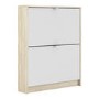 Slim White & Oak Shoe Cabinet - Wall Hung - 6 Pairs