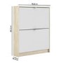 Slim White & Oak Shoe Cabinet - Wall Hung - 6 Pairs