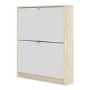 Slim White & Oak Shoe Cabinet - Wall Hung - 6 Pairs