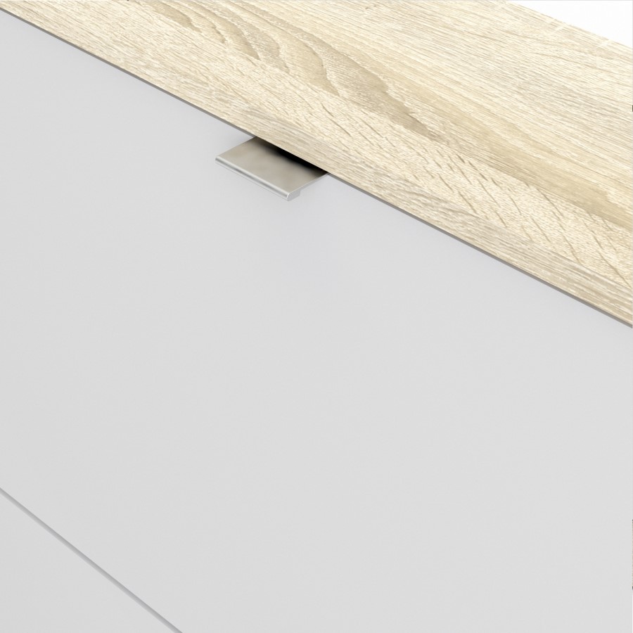 Slim White & Oak Shoe Cabinet - Wall Hung - 6 Pairs