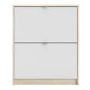 Slim White & Oak Shoe Cabinet - Wall Hung - 6 Pairs