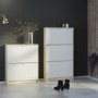 Slim White & Oak Shoe Cabinet - Wall Hung - 6 Pairs
